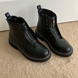 Cushionaire Clayton black zip up combat boots size 9